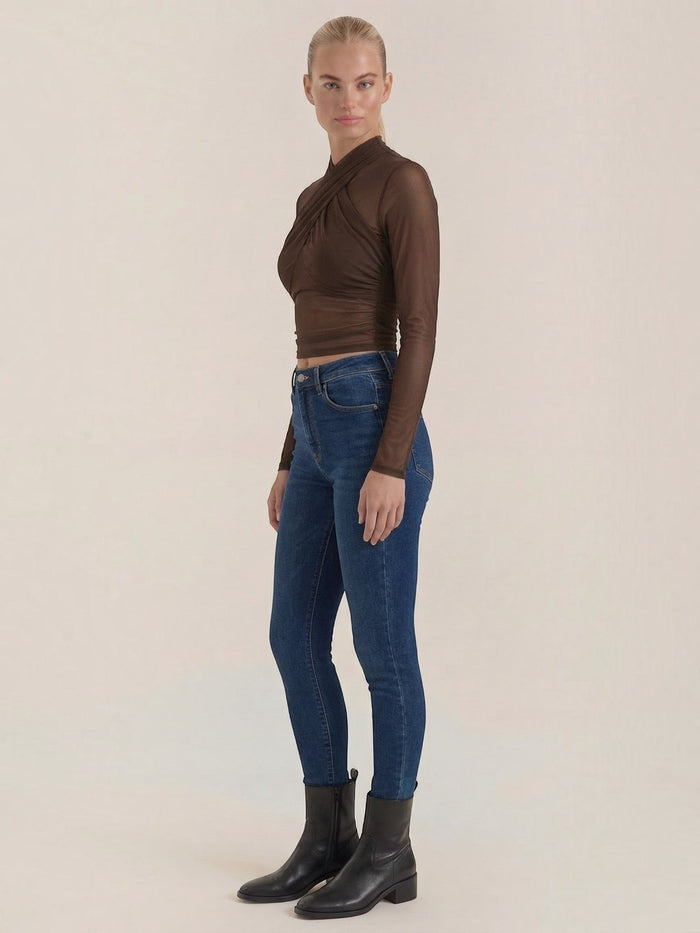 Georgia Top En Tulle Transparent Croisé