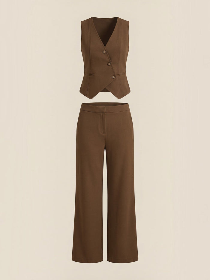 Ginger Ensemble Tailleur Avec Gilet Cintré Et Pantalon