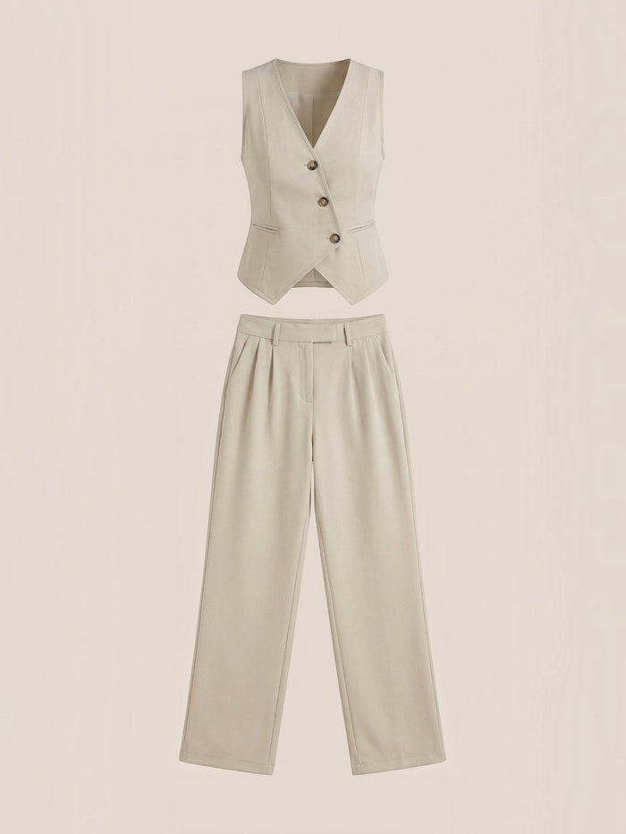 Ginger Ensemble Tailleur Avec Gilet Cintré Et Pantalon