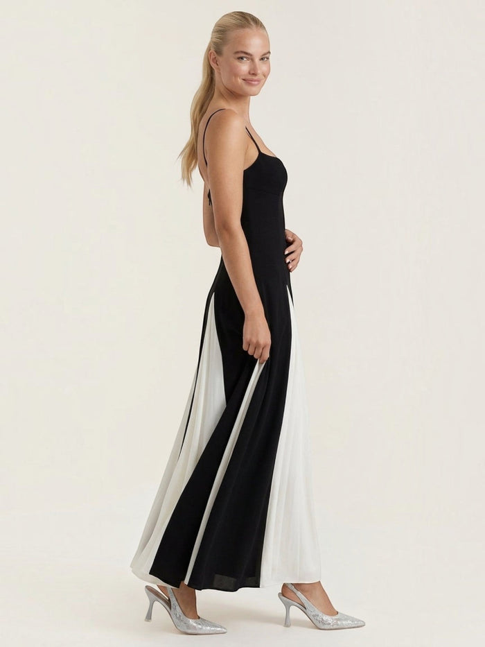 Goldie Robe Midi À Jupe Plissée Bicolore