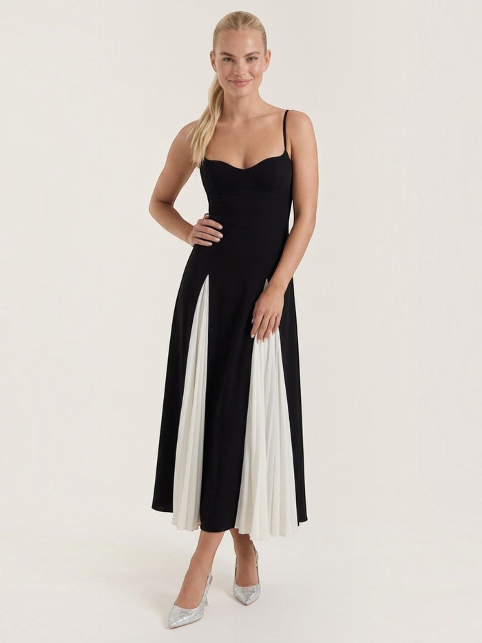 Goldie Robe Midi À Jupe Plissée Bicolore
