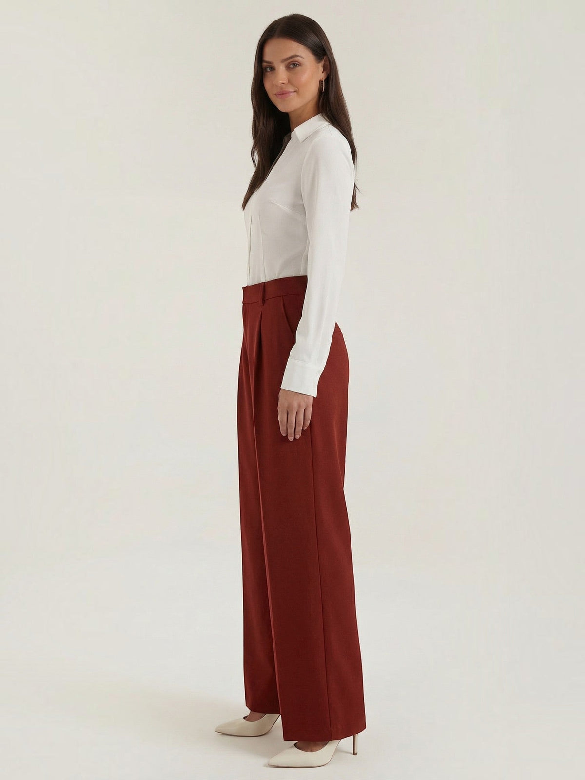 Hazel Pantalon Large Taille Haute