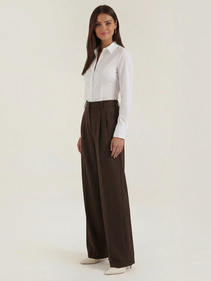 Hazel Pantalon Large Taille Haute