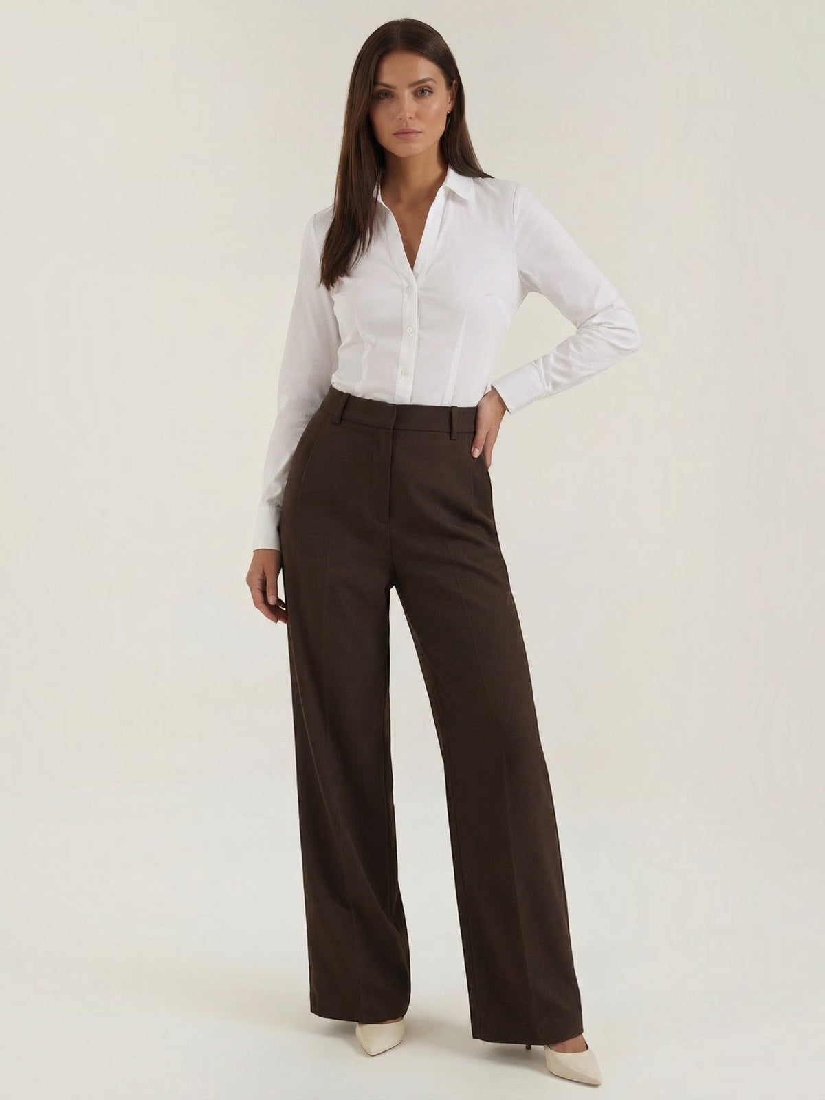 Hazel Pantalon Large Taille Haute