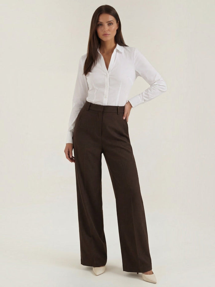 Hazel Pantalon Large Taille Haute