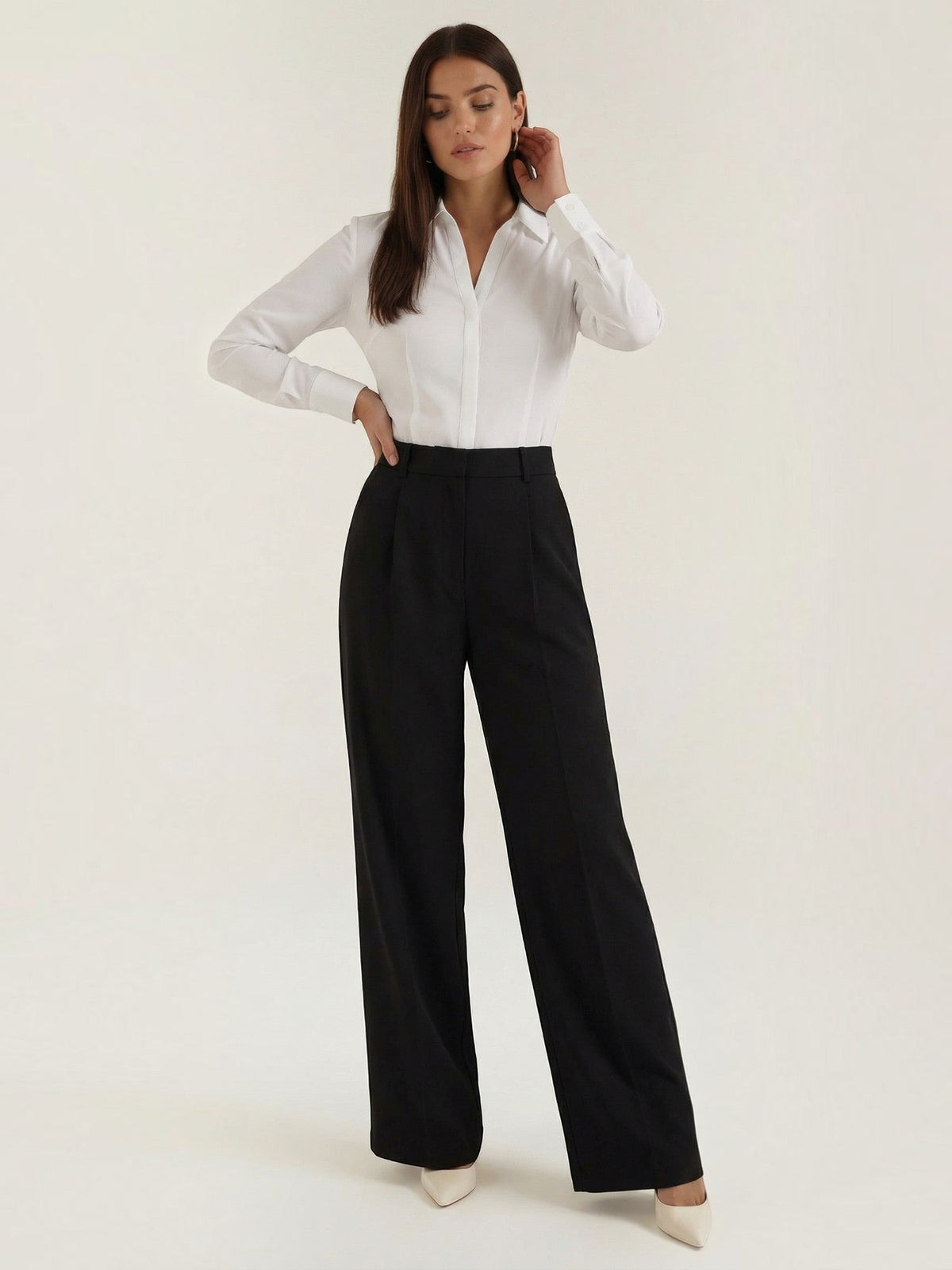 Hazel Pantalon Large Taille Haute