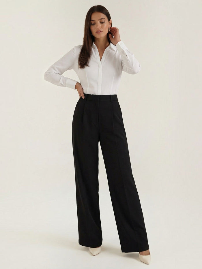 Hazel Pantalon Large Taille Haute