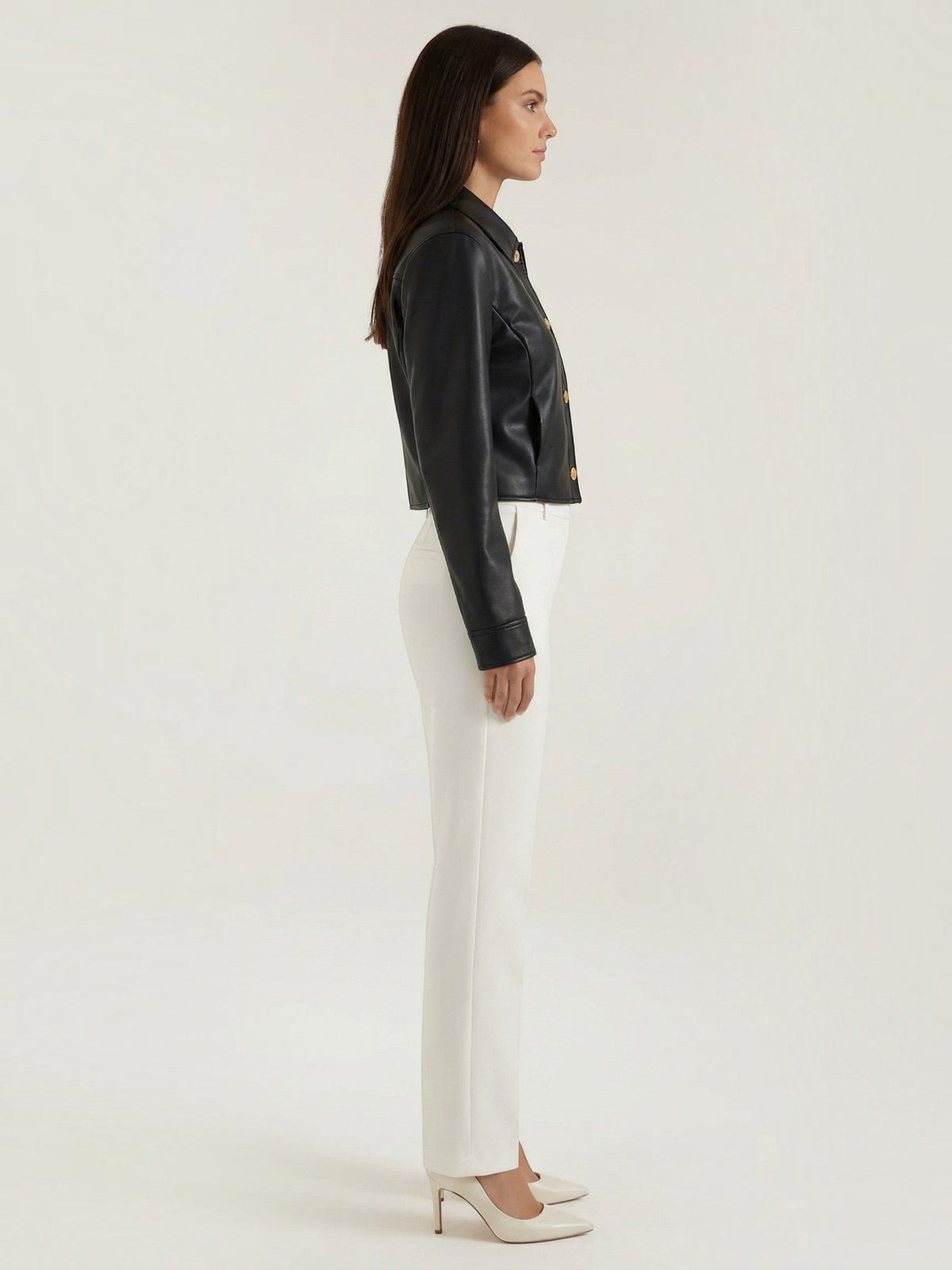 Heather Jacke in Lederoptik