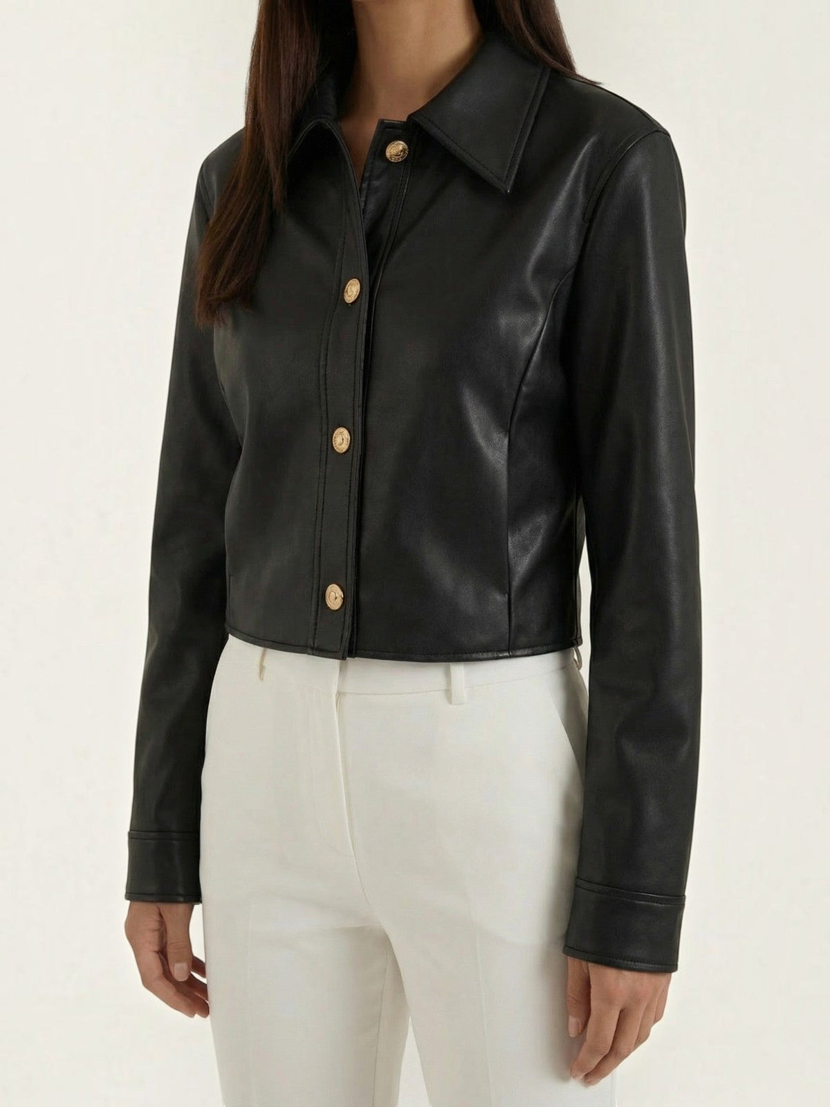 Heather Jacke in Lederoptik