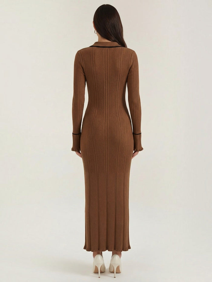 Josephine Robe Longue Près Du Corps En Maille