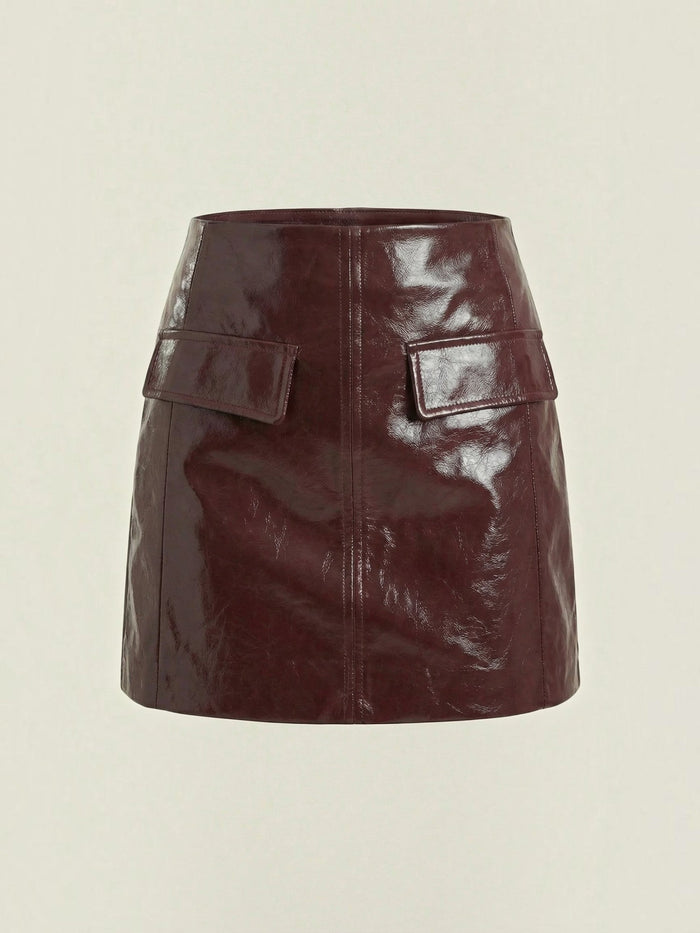 Lena Jupe Courte Effet Cuir Laqué