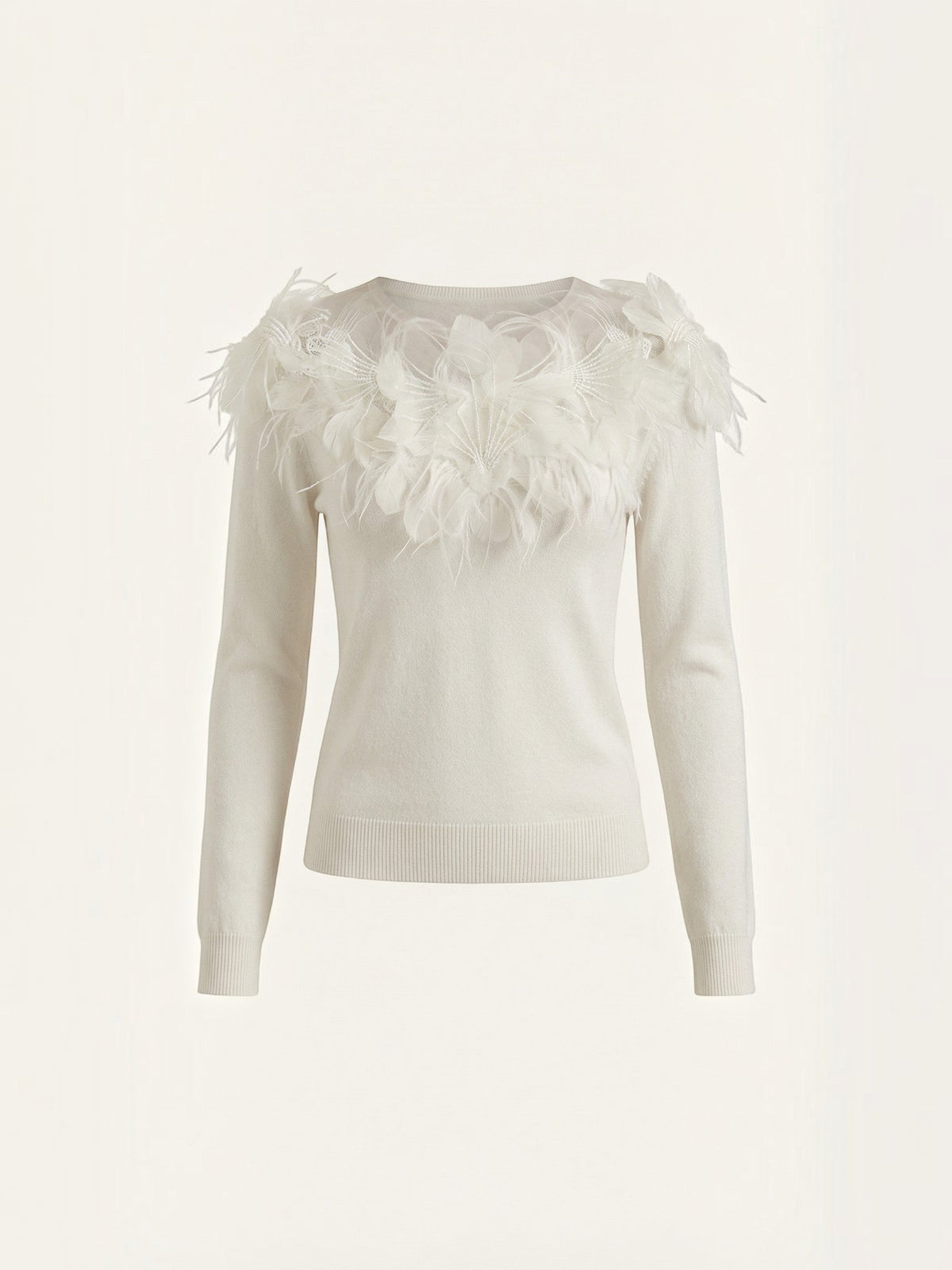 Marguerite Pull En Maille Avec Finition Plumes