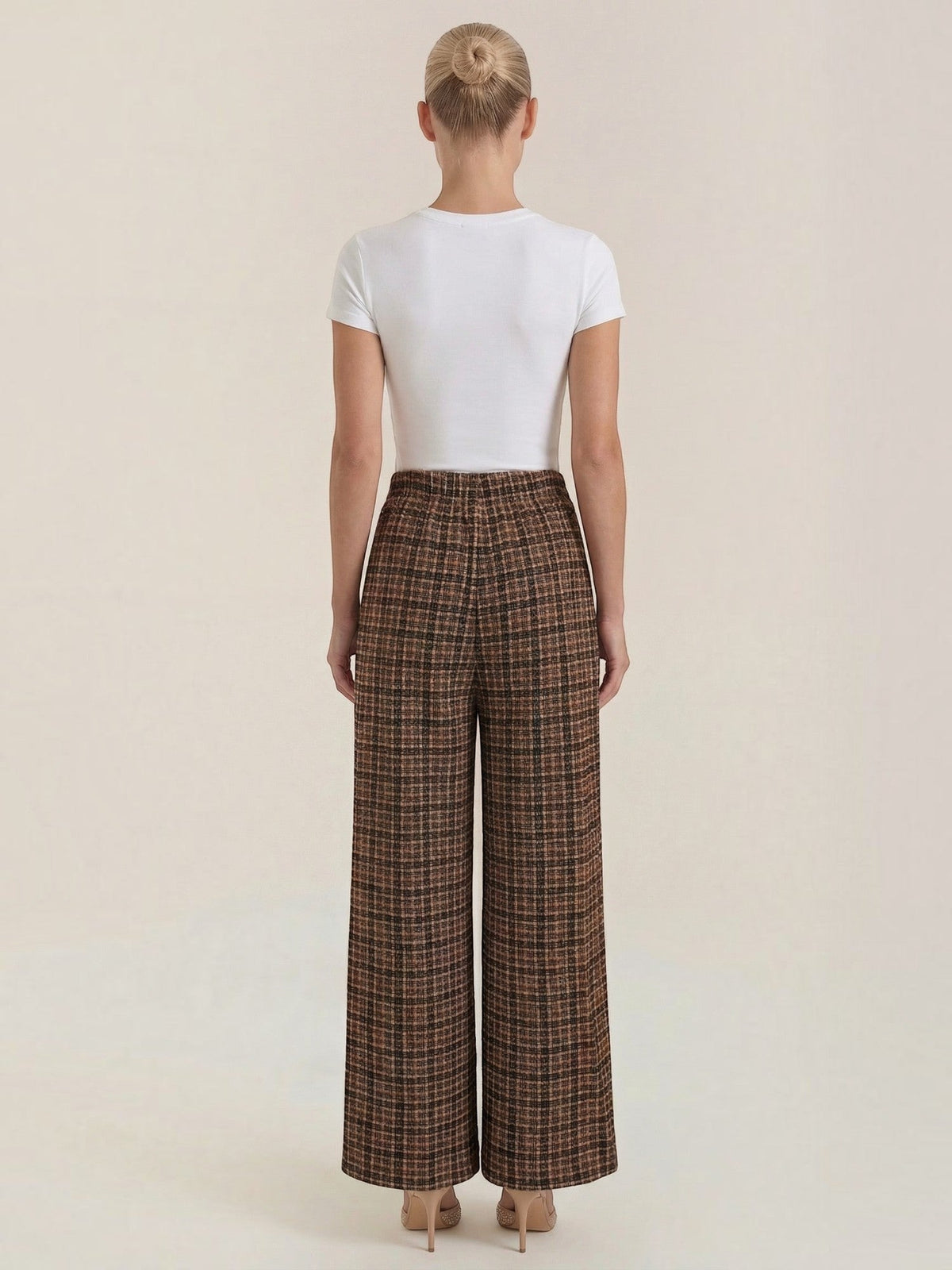 Naomi Pantalon À Carreaux Effet Tweed