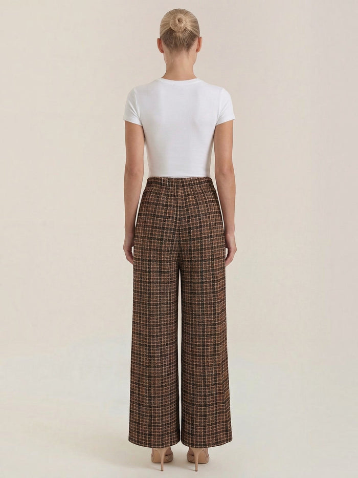 Naomi Pantalon À Carreaux Effet Tweed