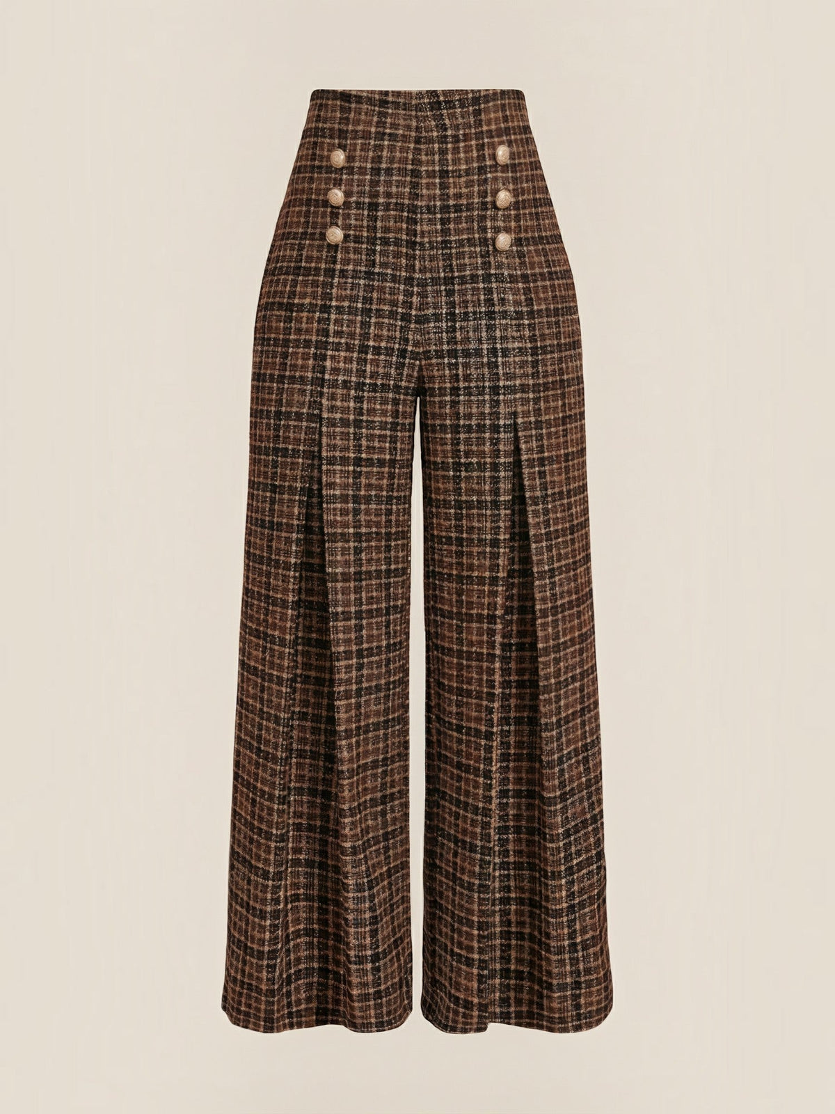 Naomi Pantalon À Carreaux Effet Tweed