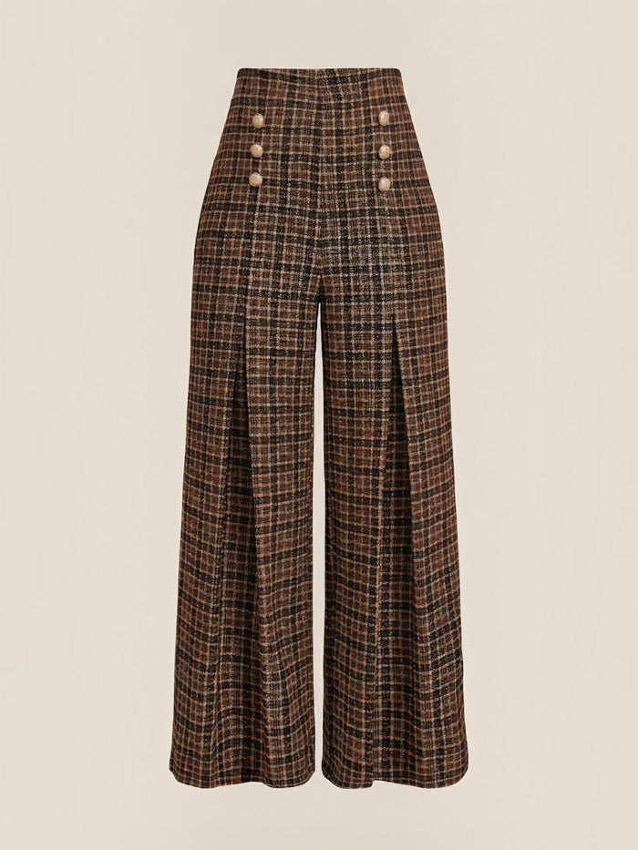 Naomi Pantalon À Carreaux Effet Tweed