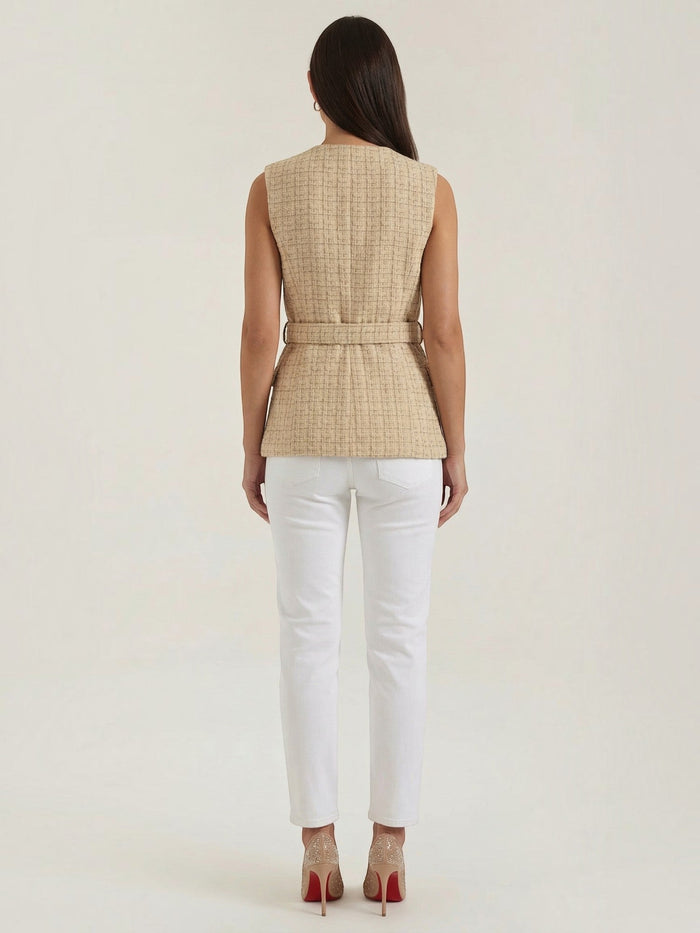 Quinn Veste Sans Manches Effet Tweed Structuré