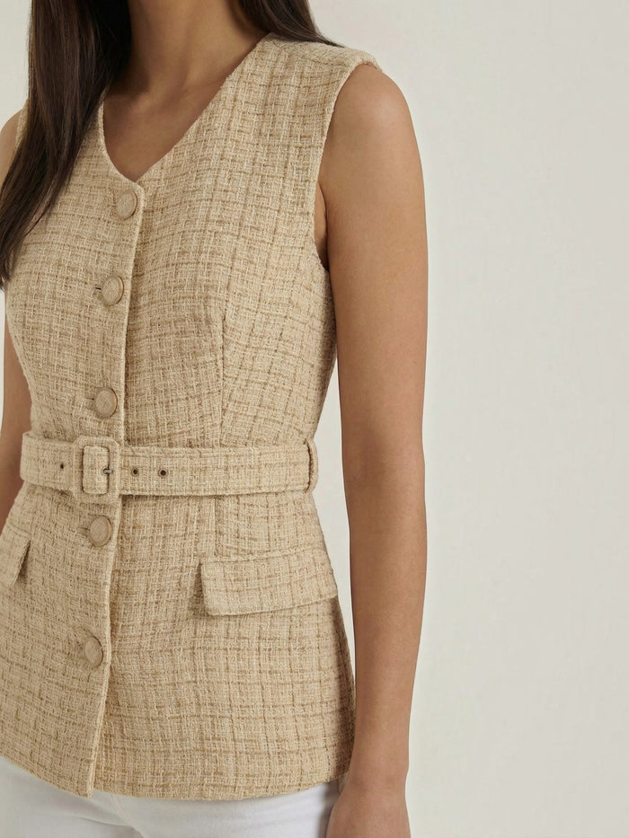 Quinn Veste Sans Manches Effet Tweed Structuré