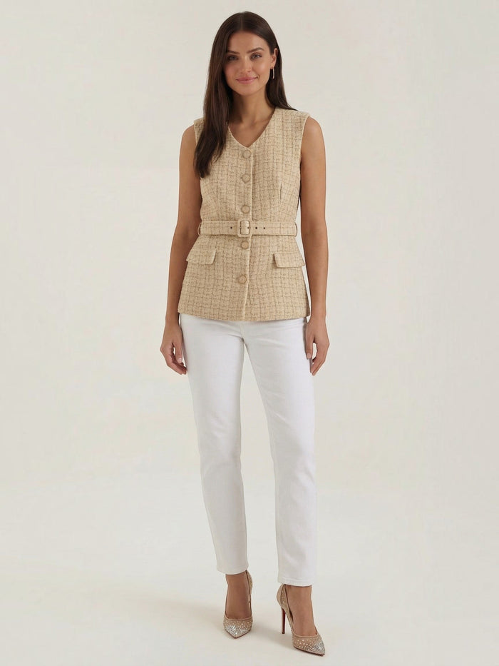 Quinn Veste Sans Manches Effet Tweed Structuré