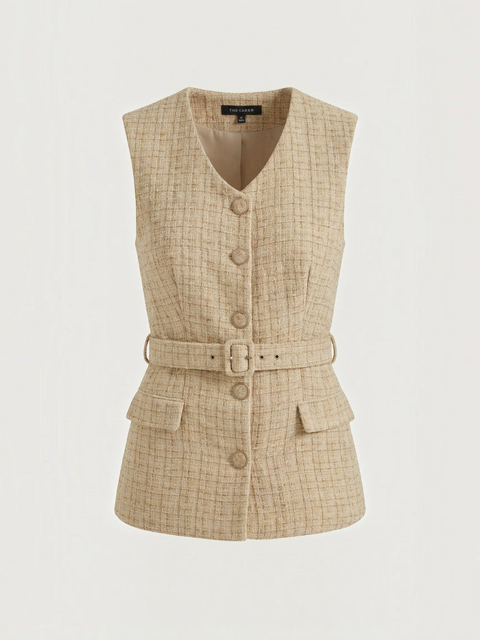 Quinn Veste Sans Manches Effet Tweed Structuré