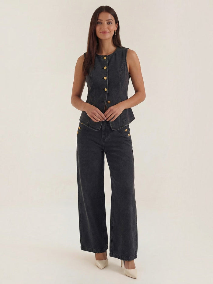 Rhonda Ensemble En Denim De Coton