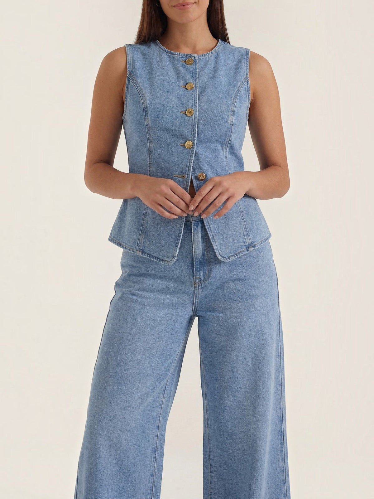 Rhonda Ensemble En Denim De Coton