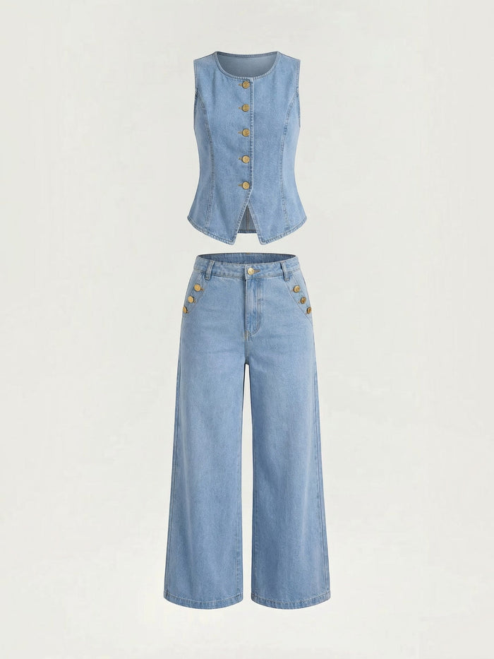 Rhonda Ensemble En Denim De Coton