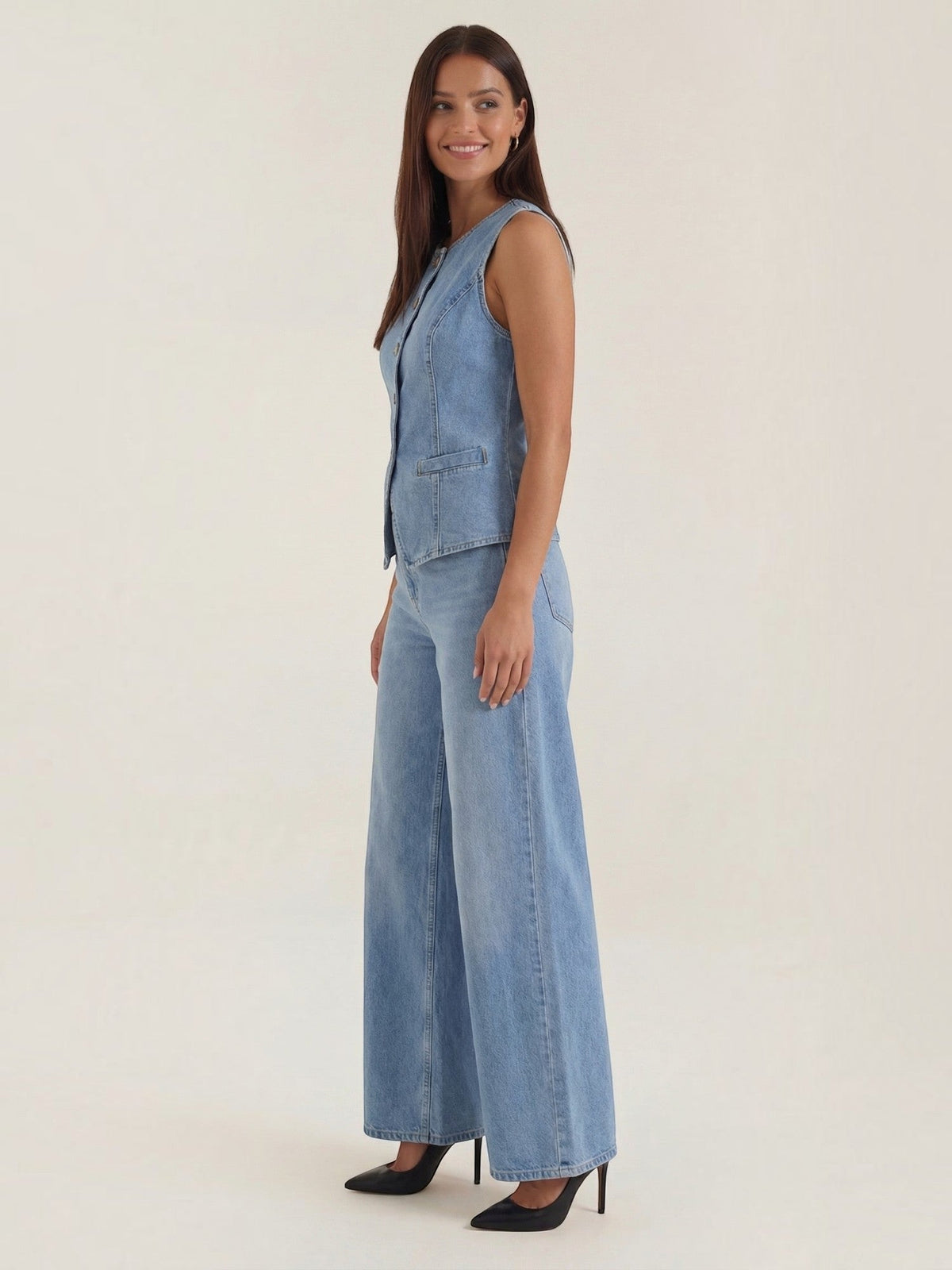 Rhonda Ensemble En Denim De Coton