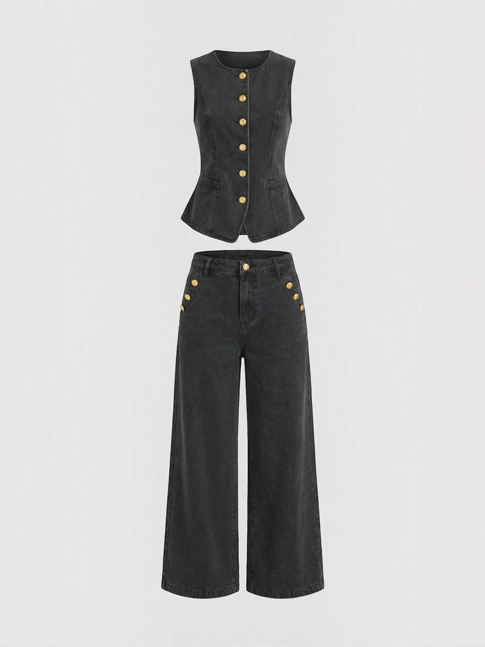 Rhonda Ensemble En Denim De Coton