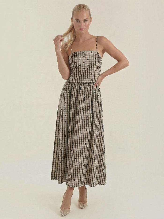 Ronda Robe Midi À Carreaux D'Été