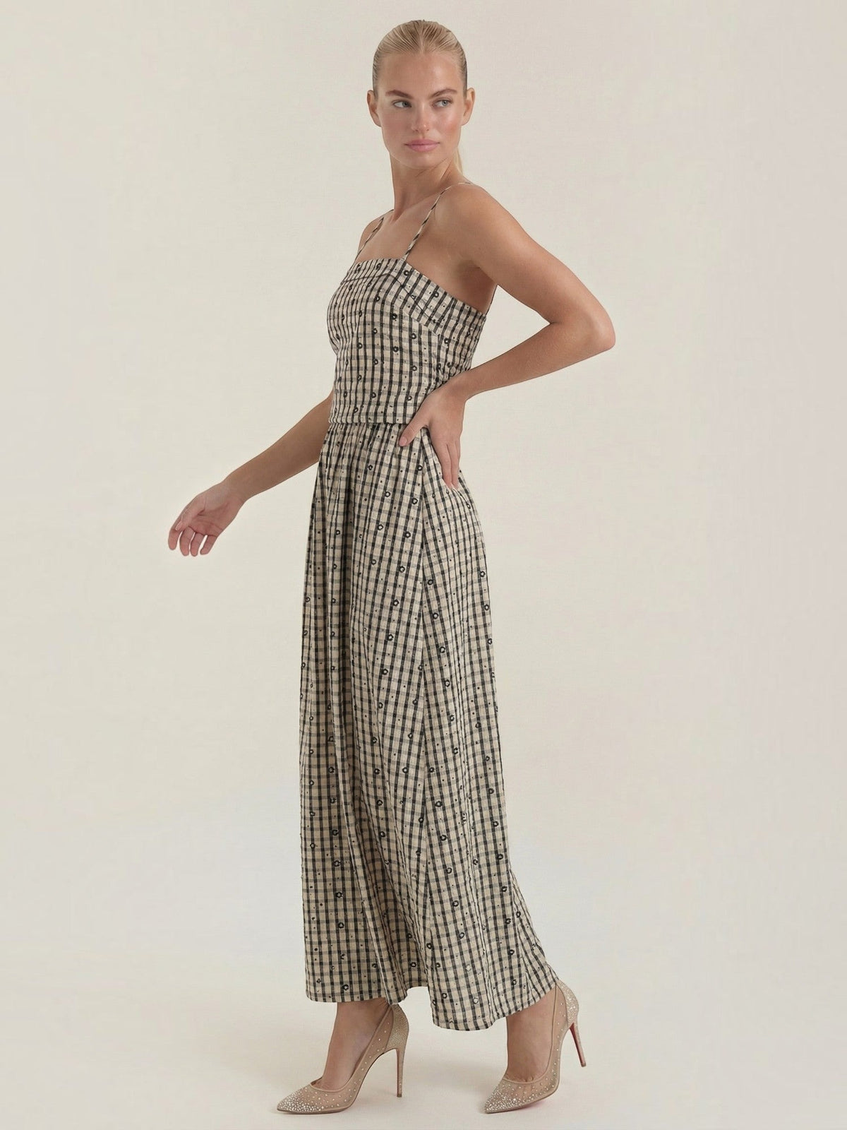 Ronda Robe Midi À Carreaux D'Été