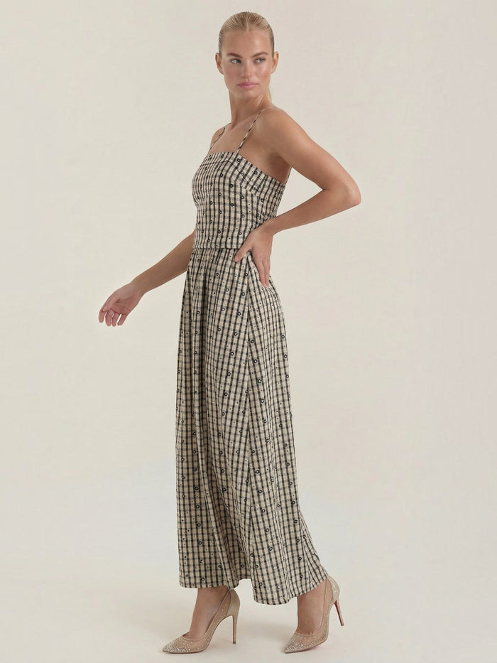 Ronda Robe Midi À Carreaux D'Été