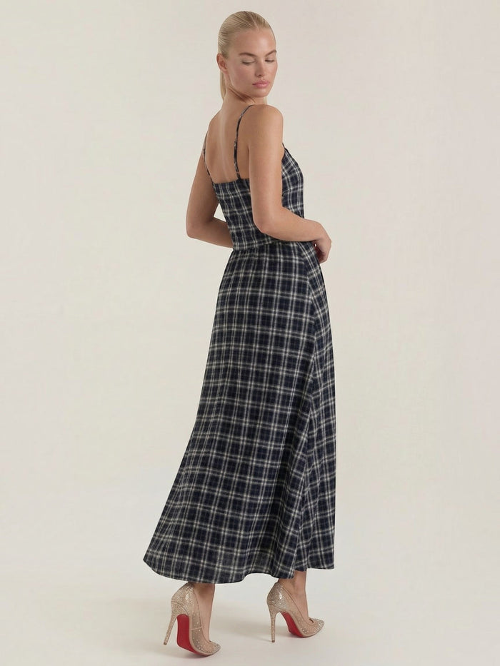 Ronda Robe Midi À Carreaux D'Été