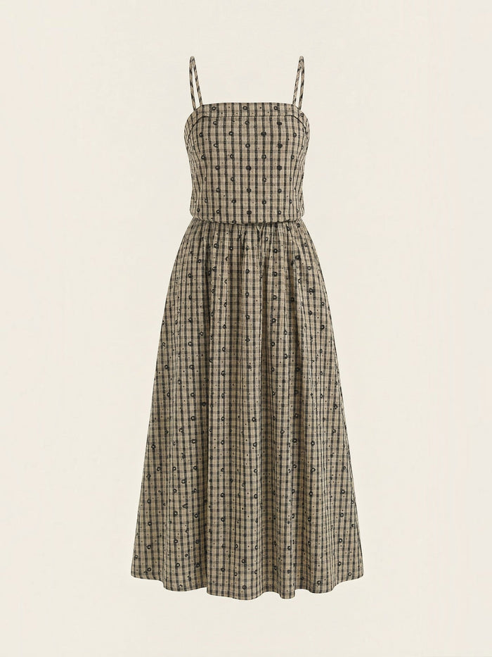 Ronda Robe Midi À Carreaux D'Été