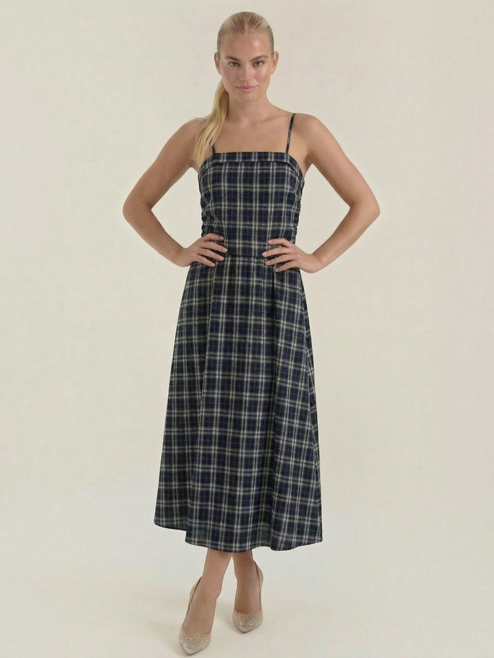 Ronda Robe Midi À Carreaux D'Été