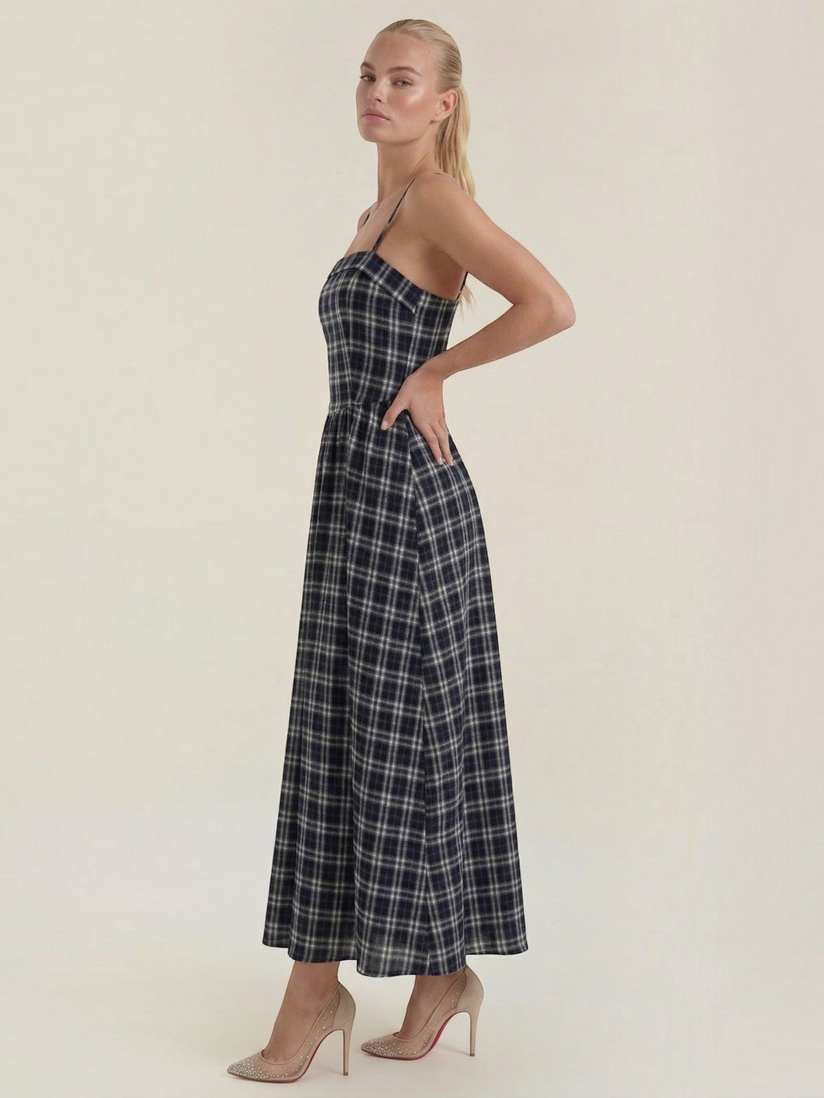 Ronda Robe Midi À Carreaux D'Été
