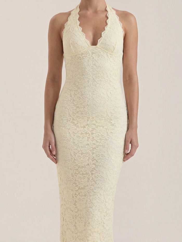 Roxanne Robe Longue En Dentelle À Dos Nu