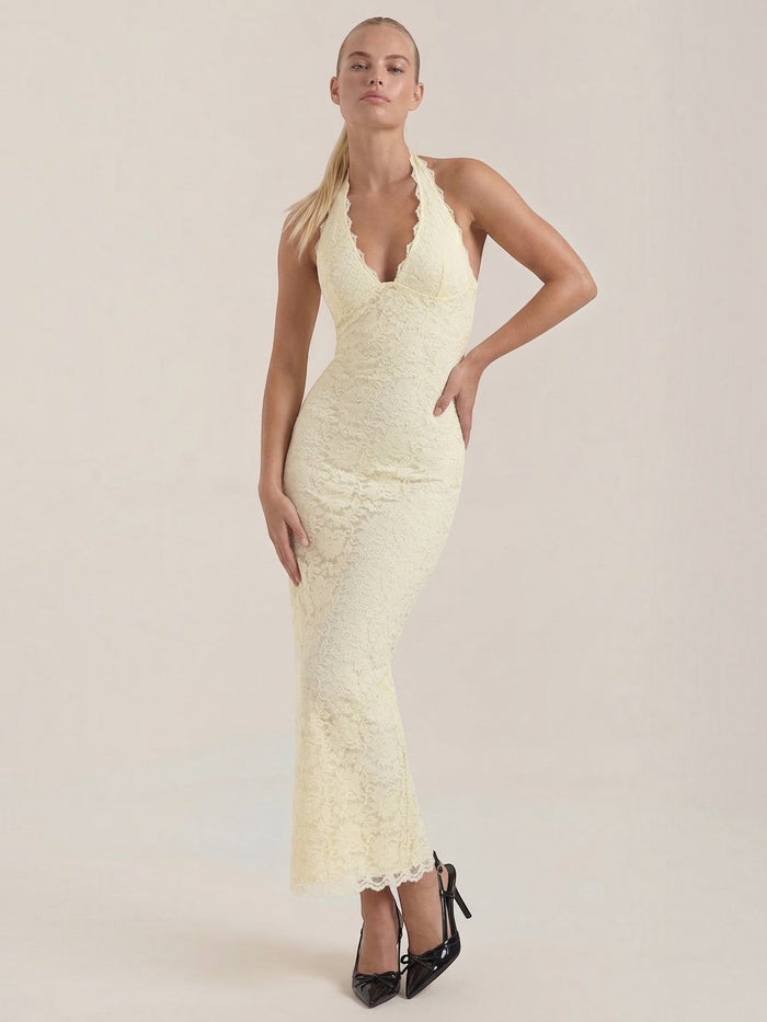 Roxanne Robe Longue En Dentelle À Dos Nu