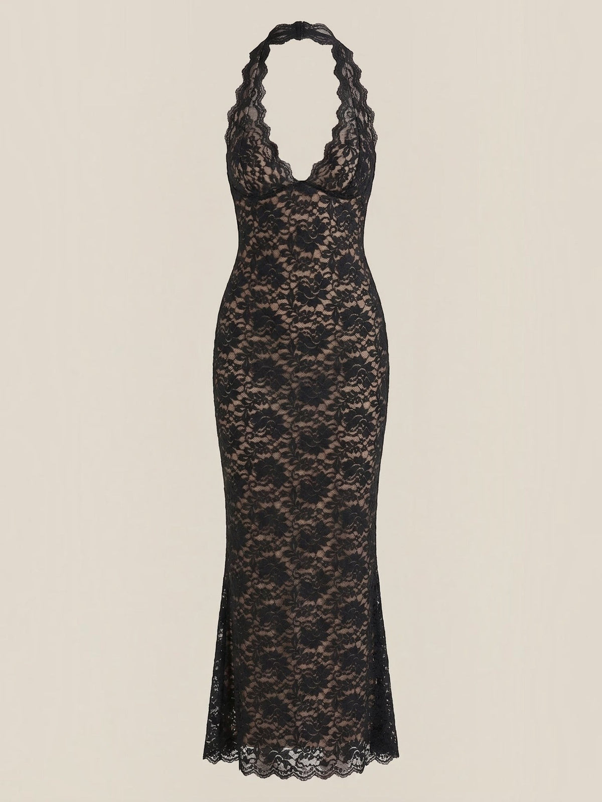 Roxanne Robe Longue En Dentelle À Dos Nu