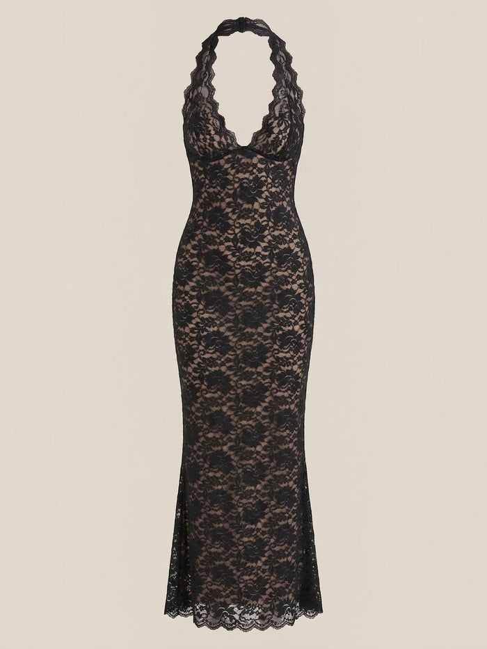 Roxanne Robe Longue En Dentelle À Dos Nu