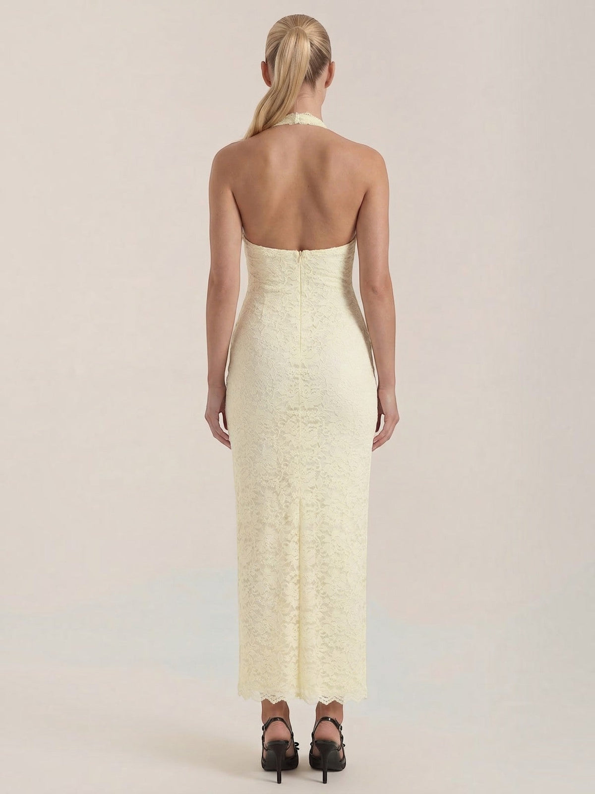 Roxanne Robe Longue En Dentelle À Dos Nu