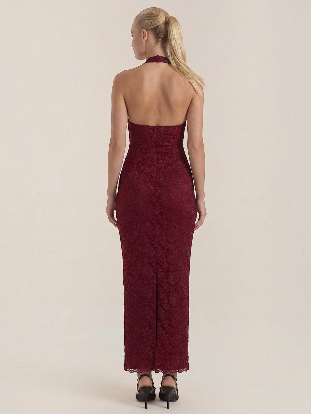 Roxanne Robe Longue En Dentelle À Dos Nu