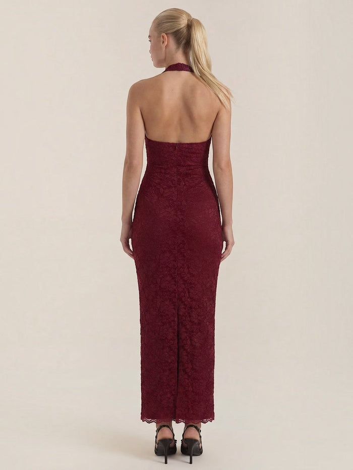 Roxanne Robe Longue En Dentelle À Dos Nu