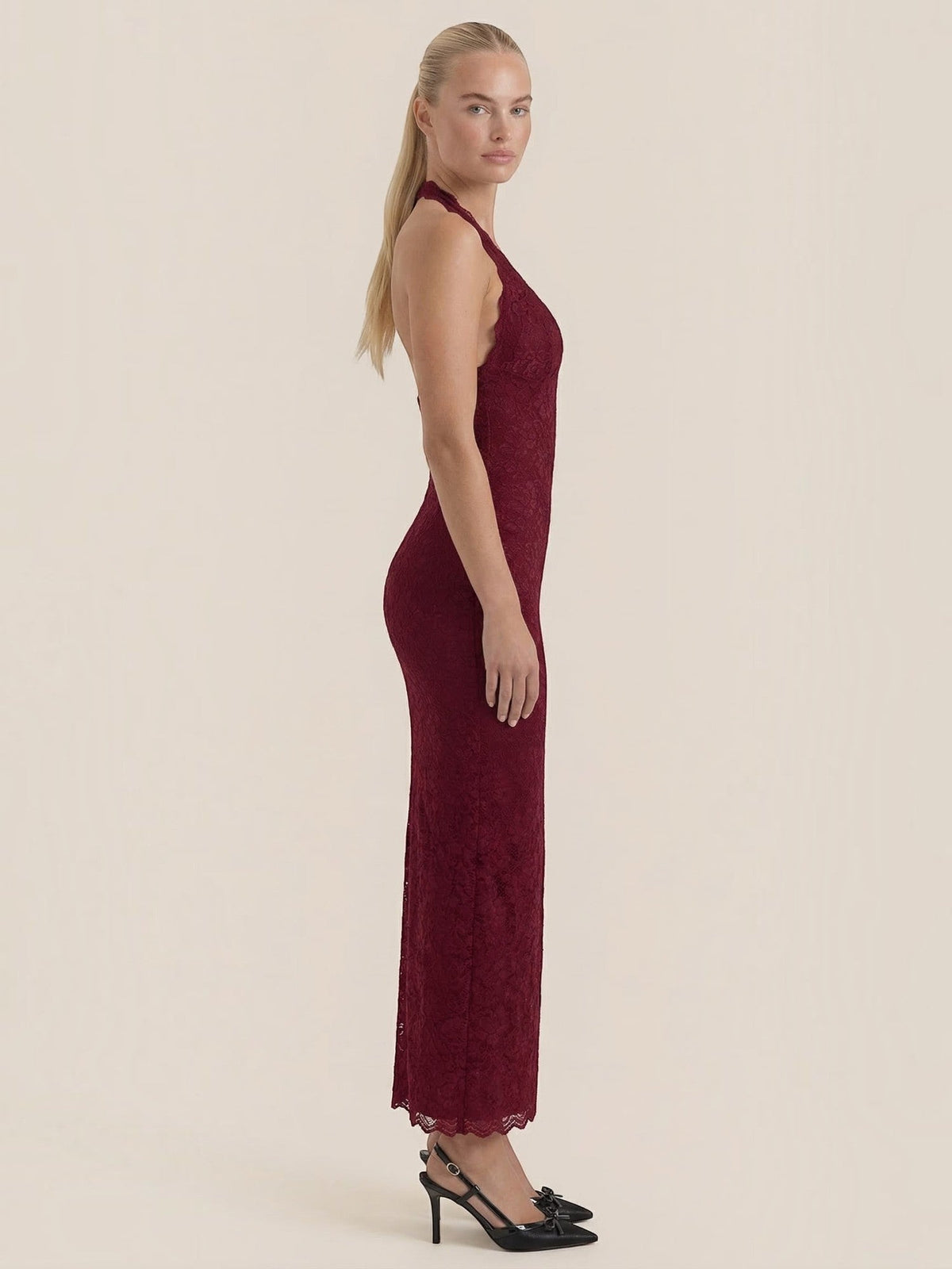 Roxanne Robe Longue En Dentelle À Dos Nu