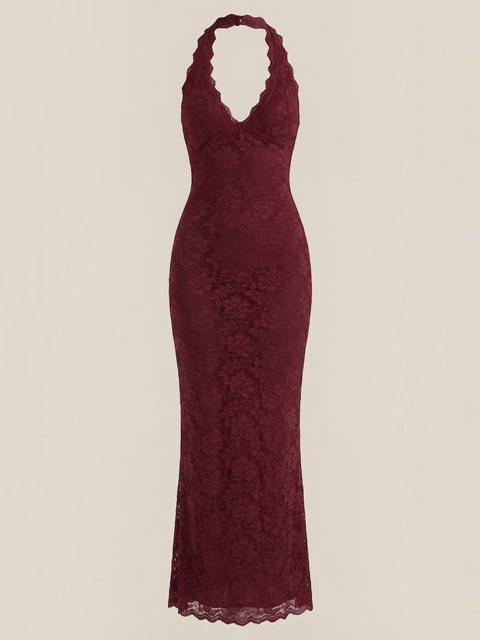 Roxanne Robe Longue En Dentelle À Dos Nu