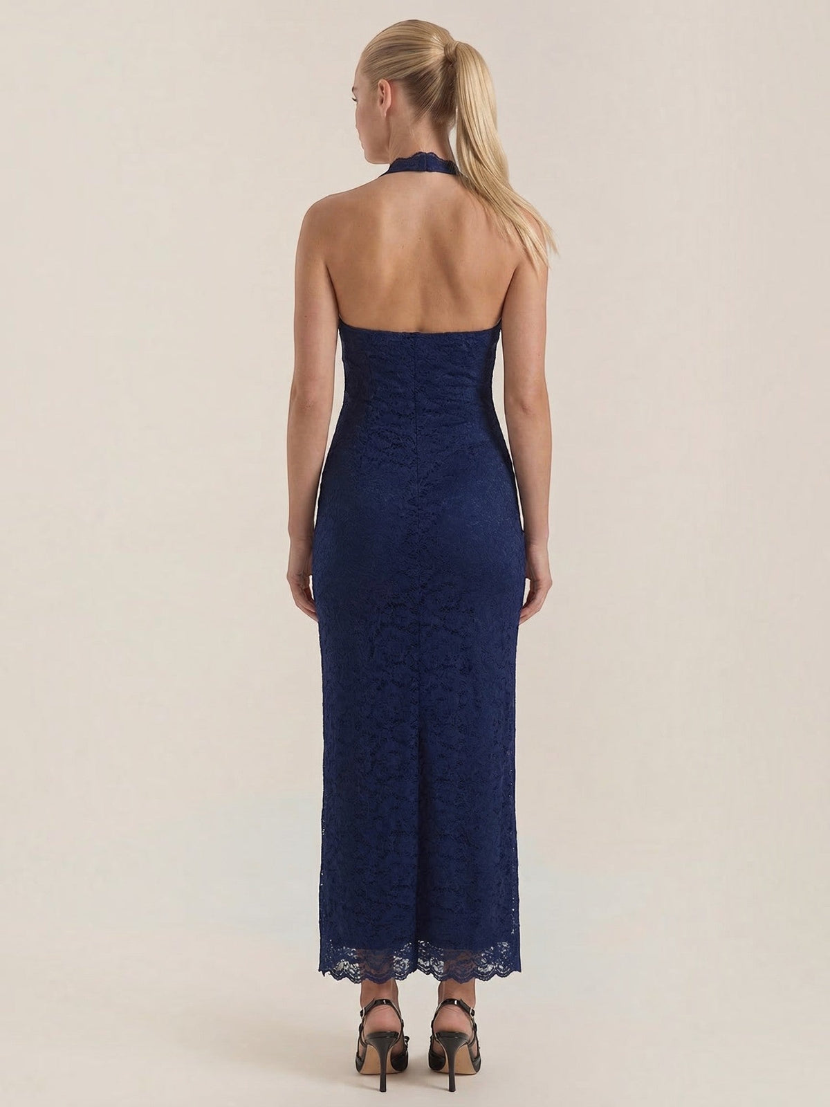 Roxanne Robe Longue En Dentelle À Dos Nu
