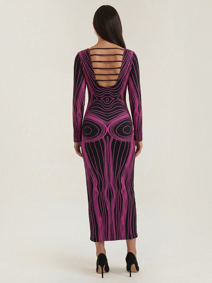 Xiomara Robe Longue À Motif Corps
