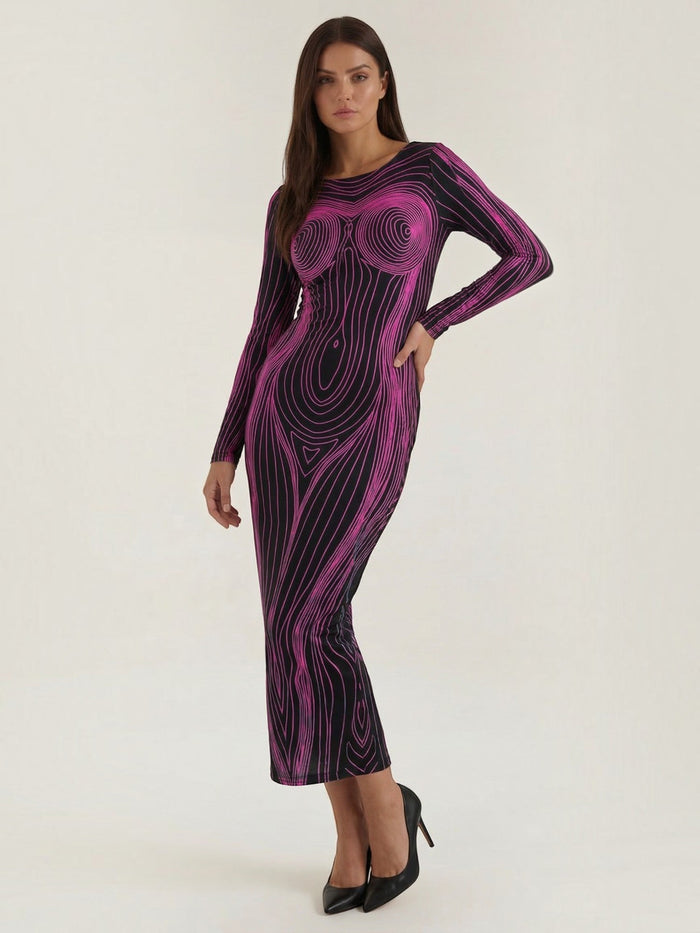Xiomara Robe Longue À Motif Corps