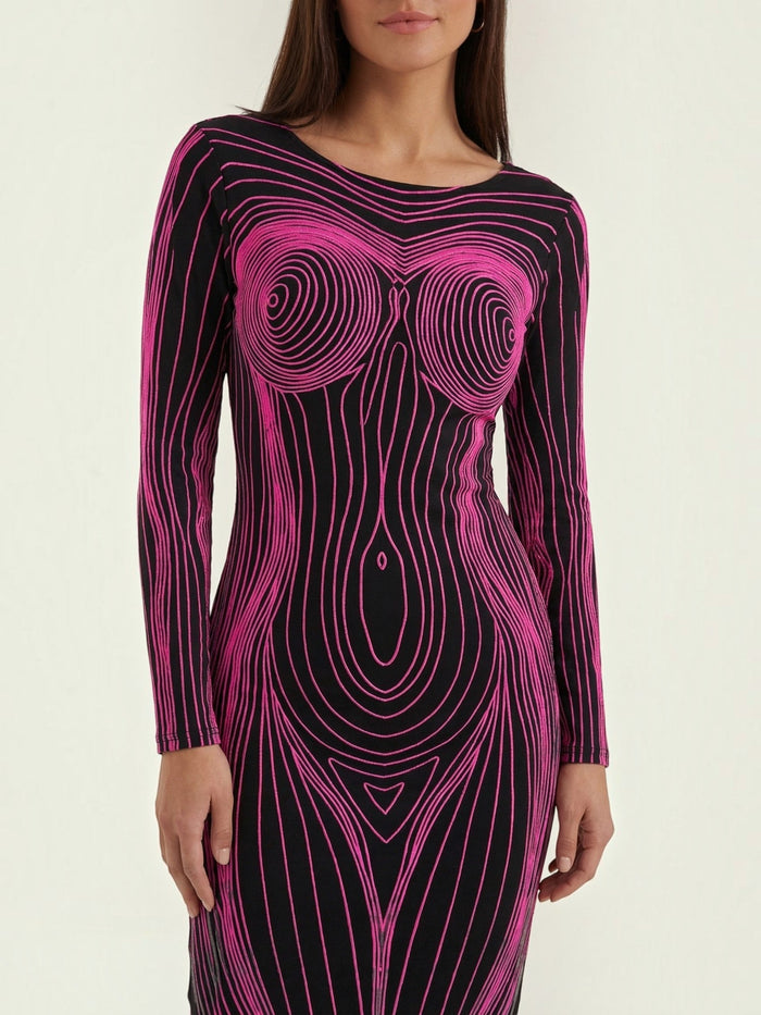 Xiomara Robe Longue À Motif Corps