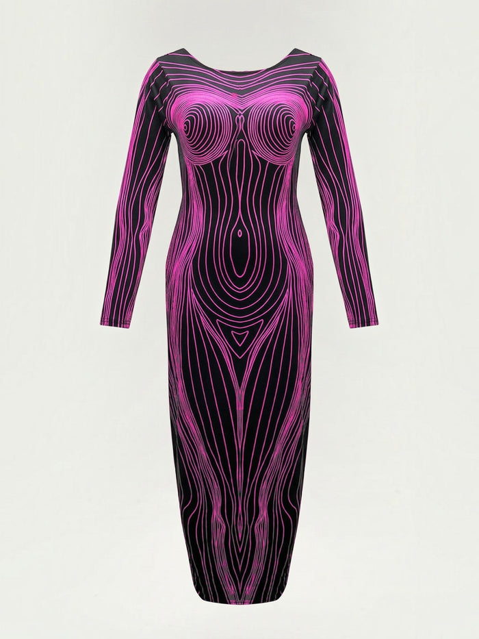 Xiomara Robe Longue À Motif Corps